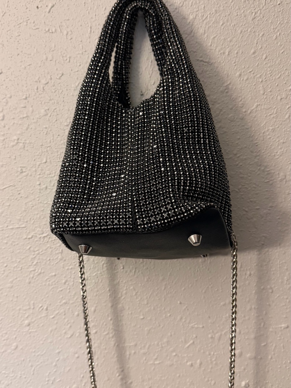 Forever 21 Black Crystal-Studded Mini Shoulder Bag